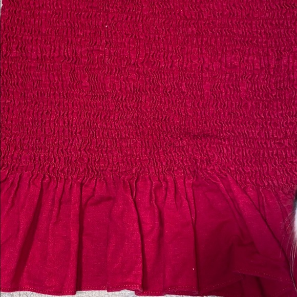 Red tank top. Rouched look with flared bottom. - Picture 3 of 3